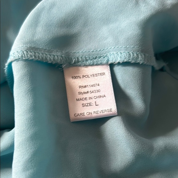 Powder Blue Long Sleeve Tie Front Blouse - Picture 7 of 8